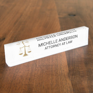 Porte-nom Avocat professionnel noir et blanc