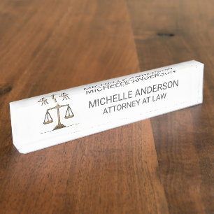 Porte-nom Avocat professionnel noir et blanc