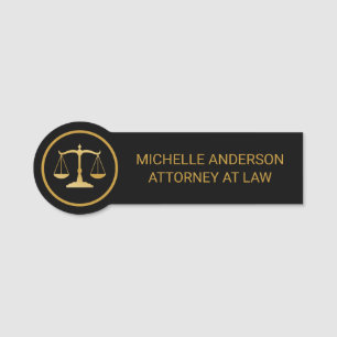 Porte-nom Avocat professionnel tendance Procureur Black Gold
