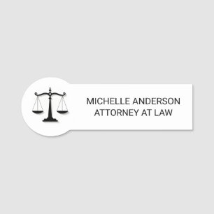 Porte-nom Avocat professionnel tendance Procureur noir blanc