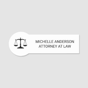 Porte-nom Avocat professionnel tendance Procureur noir blanc