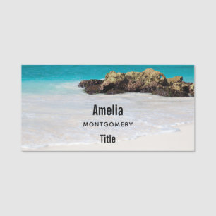 Porte-nom Azure Ocean Sandy Beach Photo