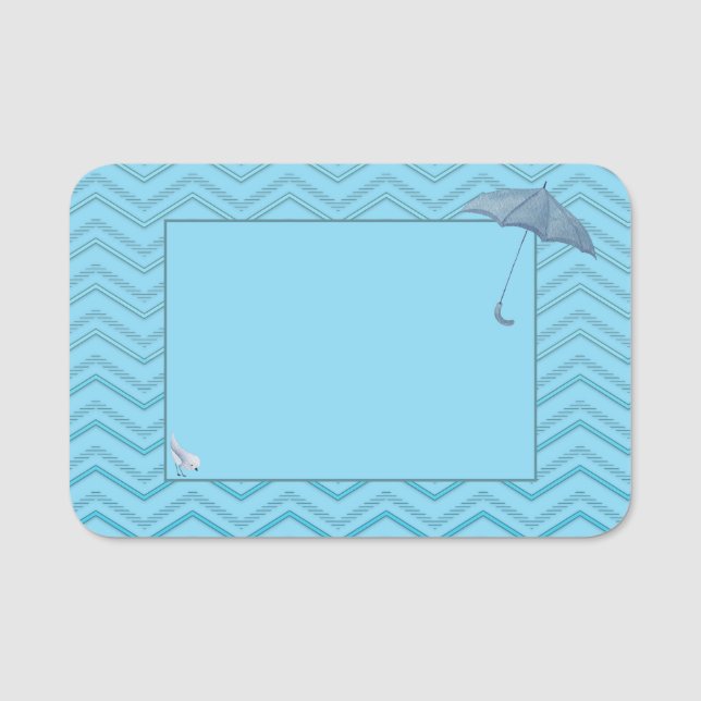 Porte-nom Baby shower Boy Bird & Umbrella (Devant)