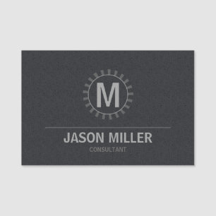 Porte-nom Baie et ligne Monogramme professionnel Silver ID31