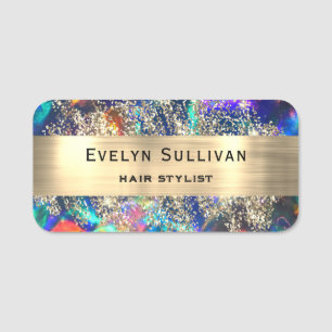 Porte-nom Balise Bleu Opal Faux Gold Foil Parties scintillan