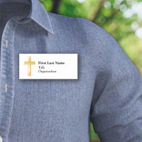 Balise de nom acrylique Christian Gold Cross