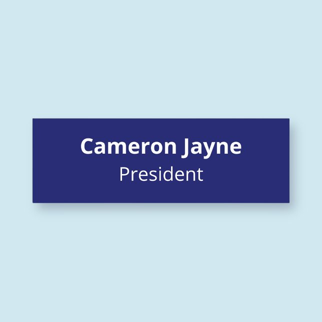 Porte-nom Balise de nom bleu marine classique Magnetic Profe (MISOOK Classic Rectangle Navy Blue Name Tag)