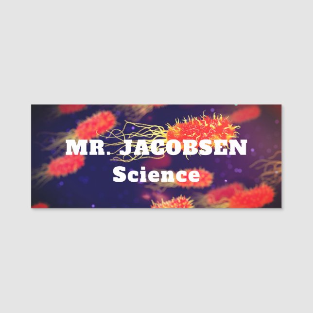 Porte-nom Balise de nom de l'enseignant en science des bacté (Devant)