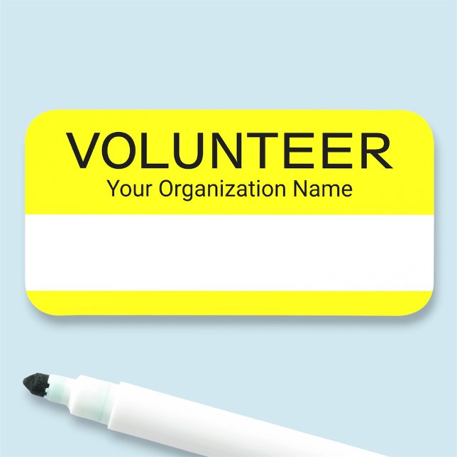 Porte-nom Balise de nom du bénévole Balise d'effacement sec  (MISOOK Volunteer Dry Erase Name Badge Yellow Reusable)