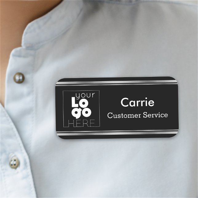 Porte-nom Balise de nom du logo d'entreprise Black and Silve (Créateur téléchargé)