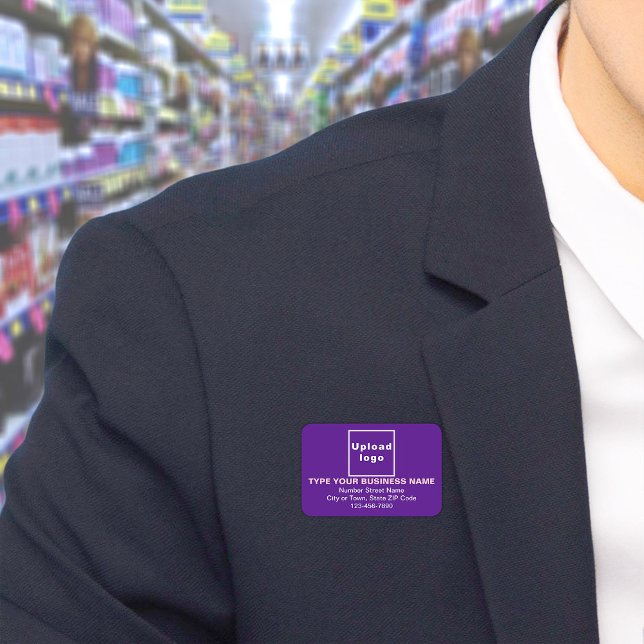 Porte-nom Balise de nom du rectangle pourpre de marque comme (Build brand name awareness. Your business brand on purple rectangle name tag.)