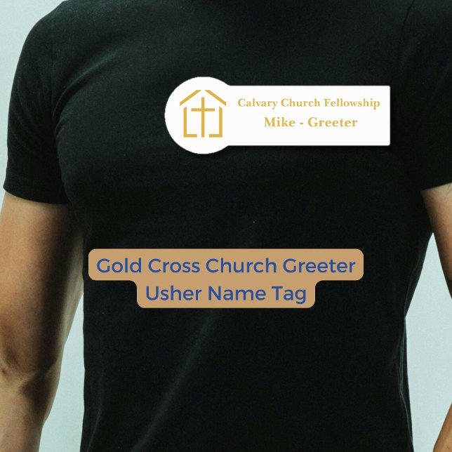 Porte-nom Balise de nom Greeter Usher de Gold Cross Church (Gold Cross Church Greeter Usher Name Tag)