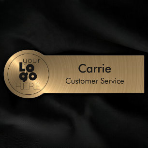 Porte-nom Balise de nom radial du logo rond d'or métallique
