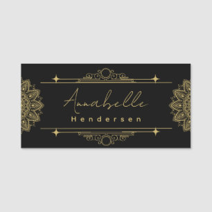 Porte-nom Balise Elegante Gold & Black Name