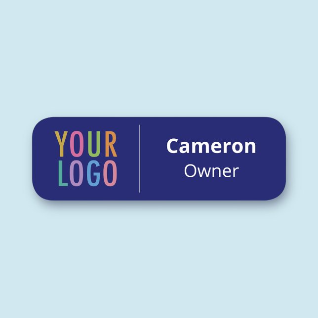 Porte-nom Balise Nom bleu marine Balise Magnétique ou broche (MISOOK Rounded Rectangle Navy Blue Name Tag)