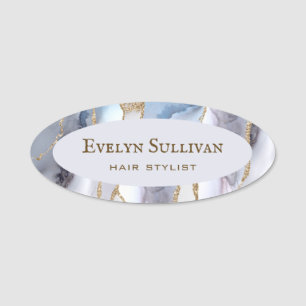 Porte-nom Balise Nom de l'agent bleu gris