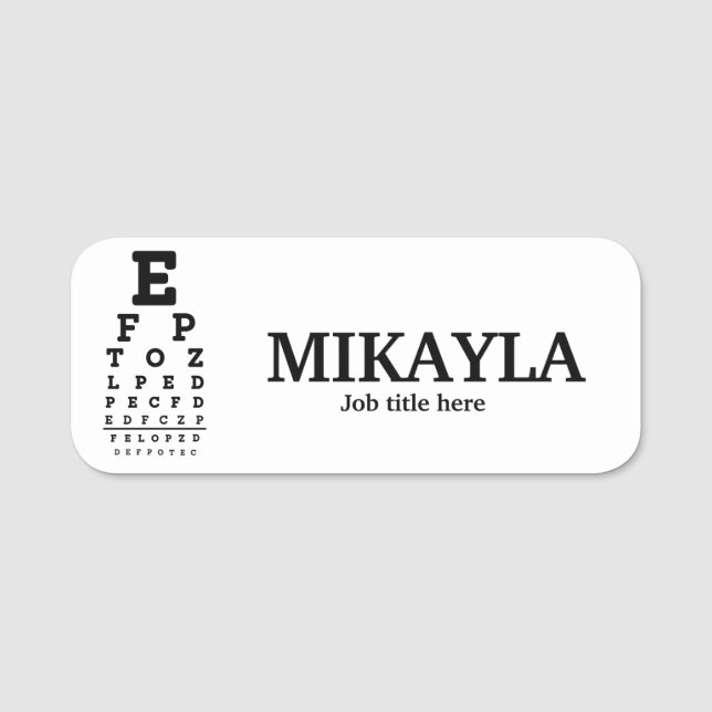 Porte-nom Balise Nom Opticien Eyechart Fun (Devant)