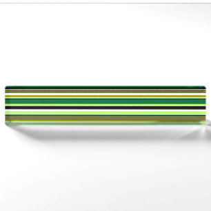 Porte-nom Bandes blanches vert mignonne