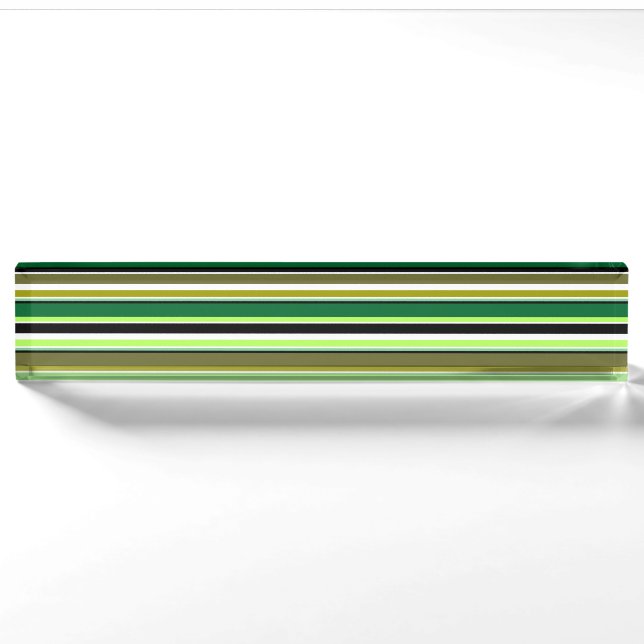 Porte-nom Bandes blanches vert mignonne (Devant)