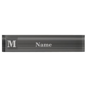 Porte-nom Bandes de charbon de monogramme