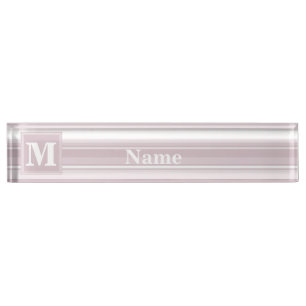 Porte-nom Bandes de quartz roses monogrammes