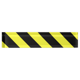 Porte-nom bandes diagonales noir et jaune