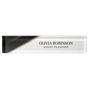 Porte-nom Bandes noires Lignes minces or