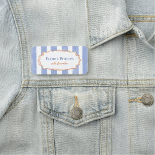 Porte-nom Bandes ondulées aquarelle bleue Cadre Ajouter un n