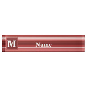 Porte-nom Bandes rouges monogrammes