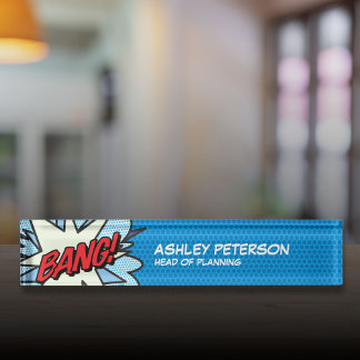 Porte-nom BANG Fun Retro Comédie Livre Pop Art