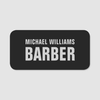 Porte-nom Barber Black Grey Gras Typographie