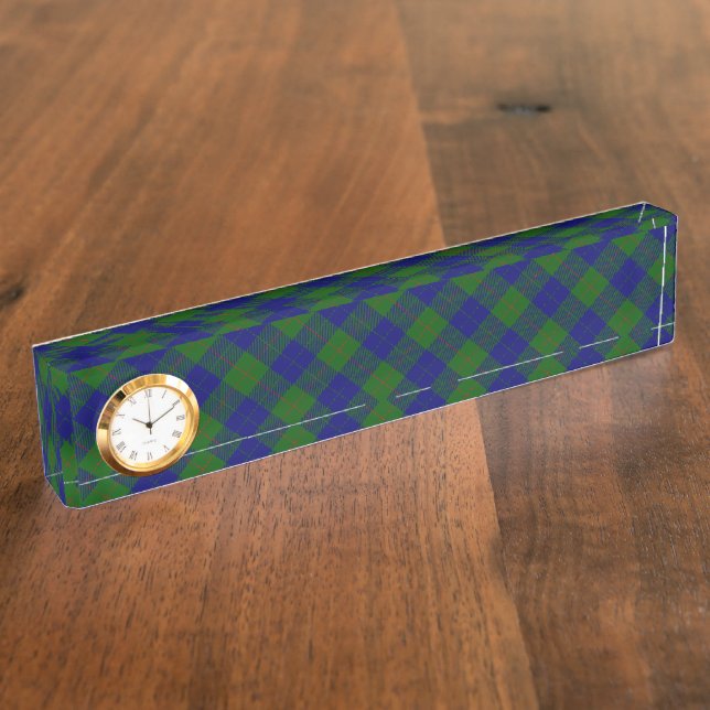 Porte-nom Barclay tartan bleu vert plaid (Taille)