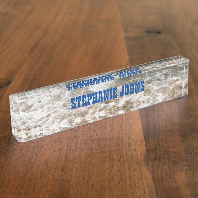 Porte-nom Beach Ocean White Waves Monogram Blue Custom Name  (Taille)