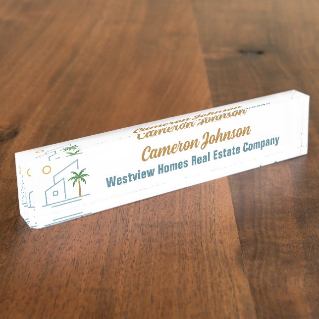 Porte-nom Beach Real Estate Company Custom Coastal Realtor (Taille)