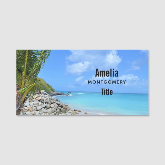 Porte-nom Beautiful Turquoise Tropical Beach (Devant)