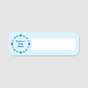 Porte-nom Bébé bleu Papillons et Baby shower de fleurs