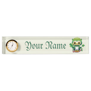 Porte-nom Bébé Hibou Mignon St Patrick Dessin Animé