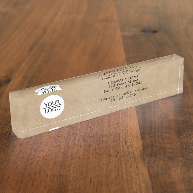 Porte-nom Beige rustique Ajouter votre logo Société (Taille)