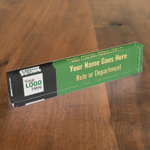 Porte-nom Belle bande verte avec vos détails et logo