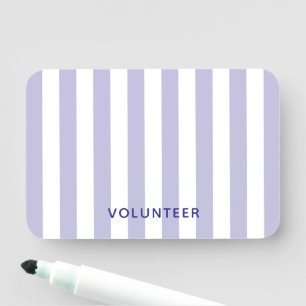 Porte-nom Bénévole Moderne Violet Pâle et Rayures Blanches