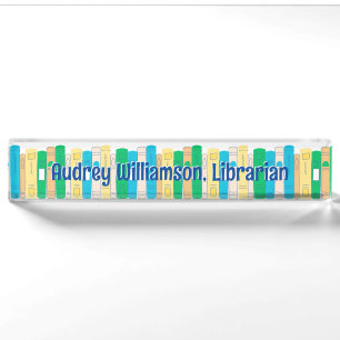 Porte-nom Bibliothécaire de livres mignons