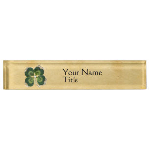 Porte-nom Bijou de shamrock de Patrick de saint d'or avec