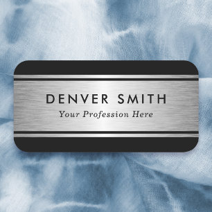 Porte-nom Black borders silver gray gradient name and title