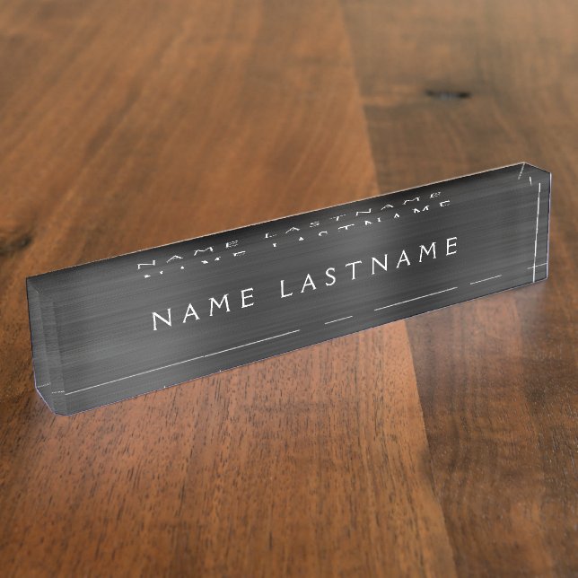 Porte-nom Black Metallic Foil Moderne Custom Professional (Taille)