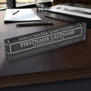 Porte-nom Black White Classy Nom de la bordure Titre profess