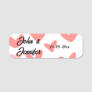 Porte-nom blanc simple style de texte mariage rouge coeur