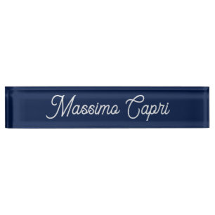 Porte-nom Bleu foncé Élégant Casual Propre Nom Écriture manu