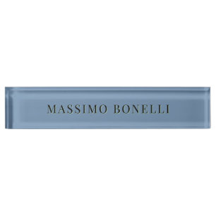 Porte-nom Bleu Gris Minimaliste Moderne Lisible