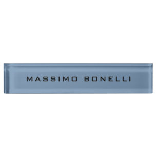 Porte-nom Bleu Gris Minimaliste Moderne Lisible