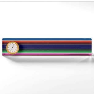 Porte-nom Bleu, Orange, Rose Chaud, Vert, Sarape Mexicaine